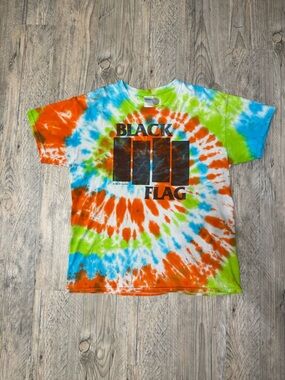 1985 sat records Black Flag Tie-Dye T-Shirt on Gildan shirt